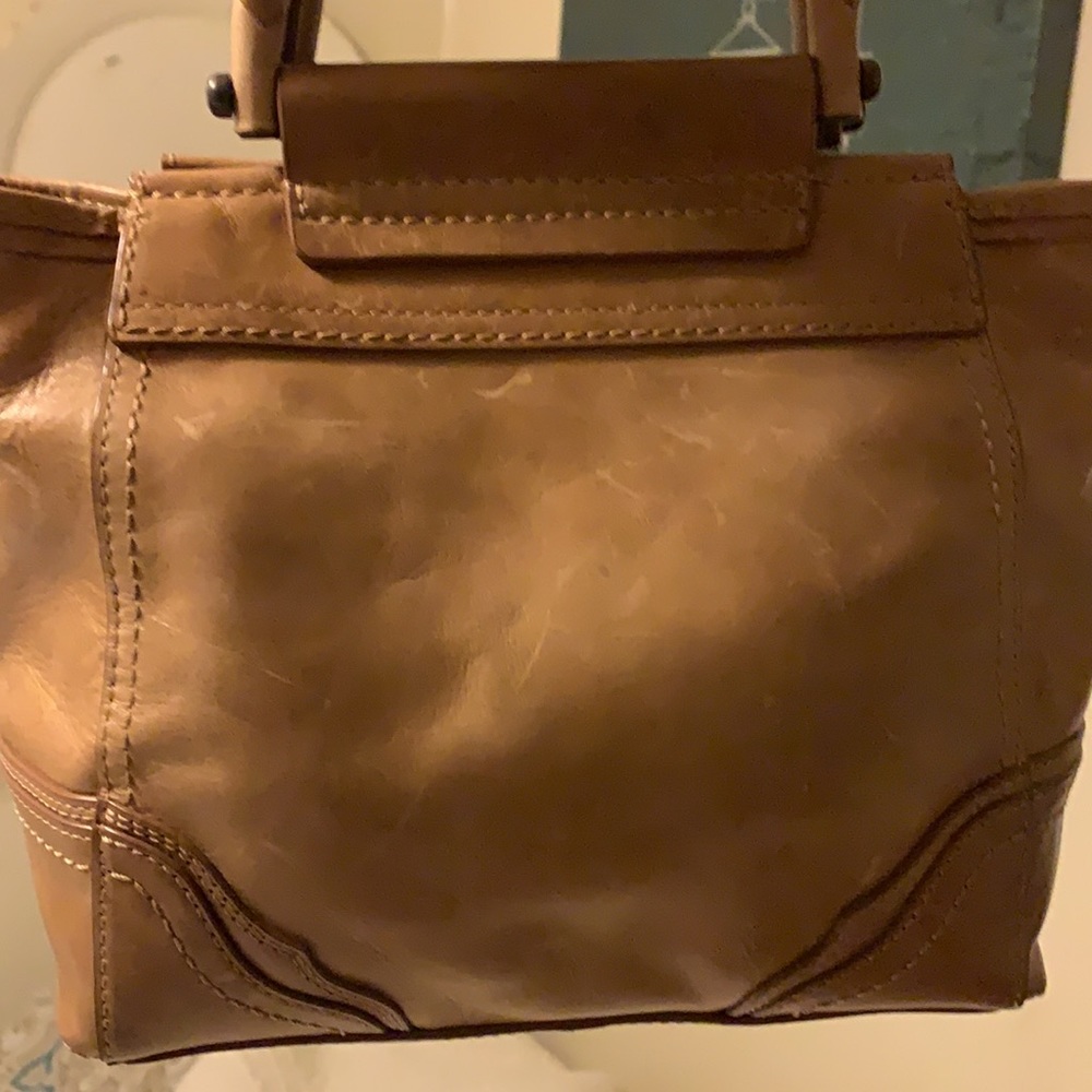Frye leather mini Riviana handbag. Tan like new condition.